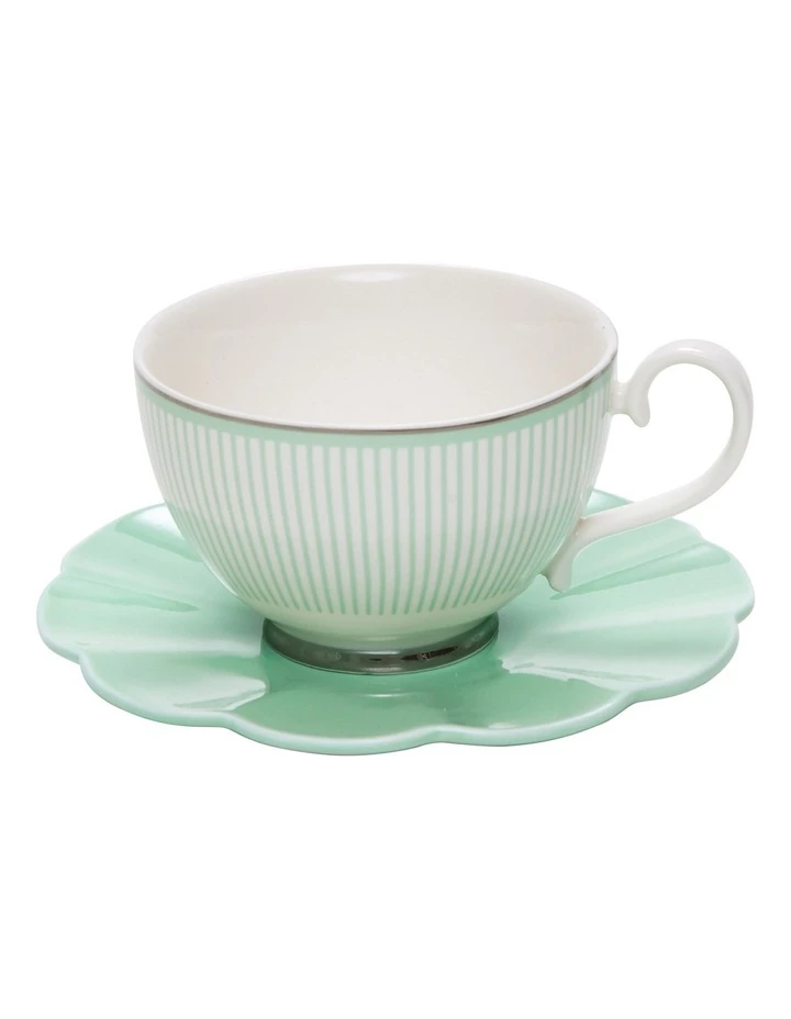 Budget ๐ Salt&Pepper 230ml Eclectic Tea Cup And Saucer Set Green โญ 2 Budget ๐ Salt&Pepper 230ml Eclectic Tea Cup And Saucer Set Green โญ - Image 2