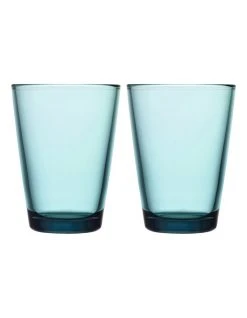 New 🔔 IITTALA Kartio Set Of 2 Highball Sea Blue 😀