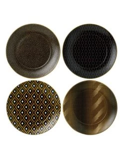 Best reviews of 🥰 Wedgwood Arris Set of 4 20cm Plate Black/Gold ⭐