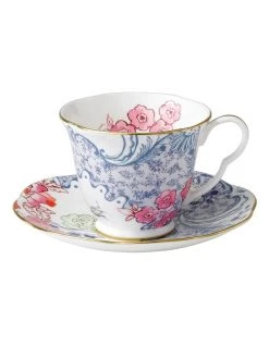 Coupon ⌛ Wedgwood Butterfly Bloom Teacup & Saucer Set Blue/Pink 😍