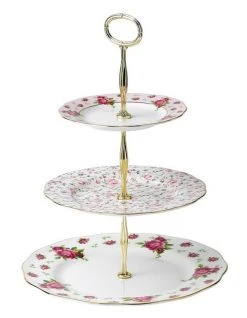 Deals ❤️ Royal Albert New Country Roses 3 Tier Cake Stand White ⌛