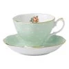 New ⌛ Royal Albert Polka Rose Teacup & Saucer Green 🎉