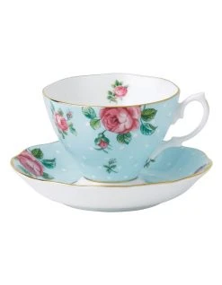 Budget 🤩 Royal Albert Polka Teacup & Saucer Blue ✔️
