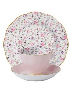 Buy ✔️ Royal Albert Rose Confetti Teacup Saucer & Plate Pink 🤩