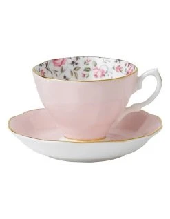 Hot Sale ⭐ Royal Albert Rose Confetti Teacup & Saucer Pink 🎉