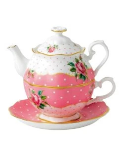 Promo 💯 Royal Albert Cheeky Pink Teapot For One White 😉