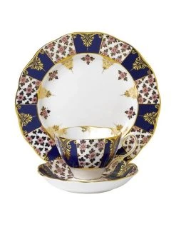 Outlet ❤️ Royal Albert Regency Blue 1900 Teacup Saucer & Plate White 🤩