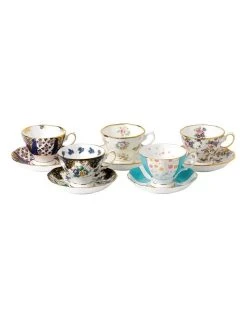 Brand new 🧨 Royal Albert 100 Years Teacups & Saucers 1900 40S Set of 5 🔔