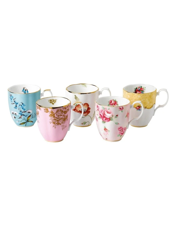 Outlet 👏 Royal Albert 100 Years (1900-40S) Set Of 5 Mugs Multicolour 🤩 1 Outlet 👏 Royal Albert 100 Years (1900-40S) Set Of 5 Mugs Multicolour 🤩
