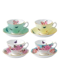 Deals 😀 Royal Albert Miranda Kerr 4pc Cup & Saucer Set 🔥