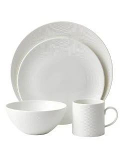 Promo ⭐ Wedgwood Gio 16pc Place Setting Set White ✔️