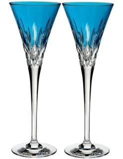 Outlet ✔️ Waterford Lismore Pops Aqua Set of 2 Flute 🔔