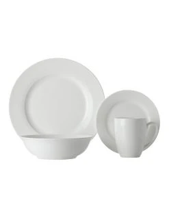 Buy ⭐  Maxwell & Williams White Basics Soho Rim 16 Piece Dinner Set 💯