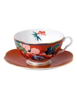 Best Sale ✔️ Wedgwood Paeonia Blush Teacup & Saucer Red 🛒