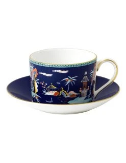 Coupon 👏 Wedgwood Wonderlust Pagoda Teacup & Saucer Dark Blue 🥰
