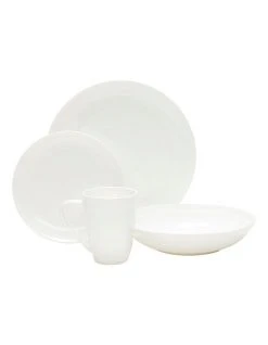 New 🎉 Salt&Pepper Edge 16 Piece Dinner Set, White 🎁