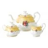 Best deal 👏 Royal Albert 100 Years 1990 Teapot Cream & Sugar Set White/ Yellow 🥰