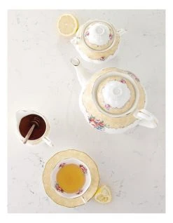 Best deal 👏 Royal Albert 100 Years 1990 Teapot Cream & Sugar Set White/ Yellow 🥰 -Savor Home Store 611008210 2 1 720x928
