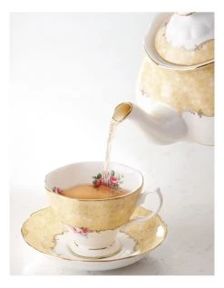 Best deal 👏 Royal Albert 100 Years 1990 Teapot Cream & Sugar Set White/ Yellow 🥰 -Savor Home Store 611008210 3 1 720x928