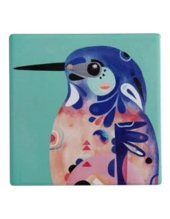 Wholesale 👏 Maxwell & Williams Pete Cromer Ceramic 9.5cm Azure Kingfisher Square Tile Coaster Teal ✨