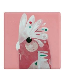 Brand new 🌟 Maxwell & Williams Pete Cromer Ceramic 9.5cm Galah Square Tile Coaster Pink 😉