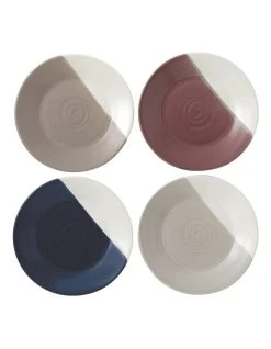 Wholesale 🥰 Royal Doulton Coffee Studio 16cm Set of 4 Plates Grey/Blue/Brown 🛒