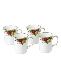Cheapest 🎁 Royal Albert Old Country Roses Mug Set of 4 White ❤️