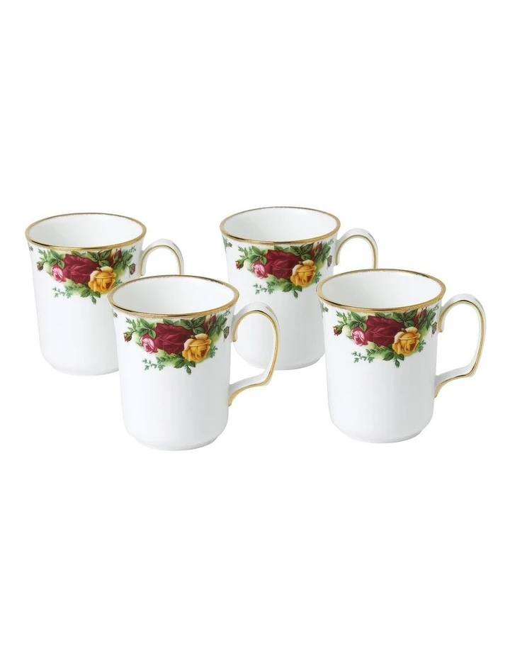 Cheapest 🎁 Royal Albert Old Country Roses Mug Set of 4 White ❤️ 1 Cheapest 🎁 Royal Albert Old Country Roses Mug Set of 4 White ❤️
