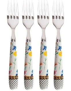 Deals ✔️ Maxwell & Williams Teas & C's Contessa Cake Fork Set of 4 White Gift Boxed ⭐