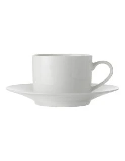 Promo ✨ Maxwell & Williams White Basics 250ml Straight Cup & Saucer ⌛