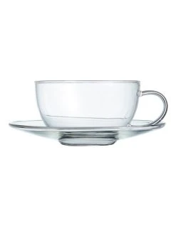 Cheap ✔️ Salt&Pepper Brew Glass 260ml Teacup & Saucer 🧨