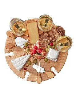 Budget 🥰 Salt&Pepper Picnic Circular Wine Tray & Cheese Knives 33.5cm ❤️ -Savor Home Store 734924620 3 720x928