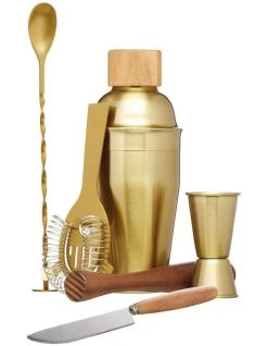 Discount 🎁 BarCraft Brass Cocktail Gift Boxed 6 Piece Set 🧨