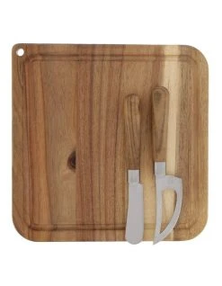 Budget 🎉 Vue 25x25cm Cheese Board & 19.5cm Knife 3-Piece Set Natural ⌛ -Savor Home Store 741785590 3 720x928