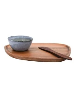 Budget 🛒 Vue Acacia Plate, Dip Bowls & Knife Set Natural 💯