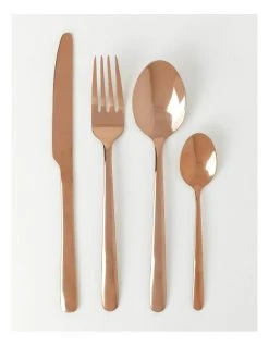Coupon 🧨 Vue Riley 16 Piece Shiny Rose Gold Cutlery ❤️