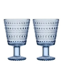 Promo 😀 IITTALA Kastehelmi Set of 2 Universal Glass Aqua 🛒