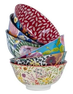 New ✔️ Cooper & Co Set of 6 Floral Ceramic Bowls 😉