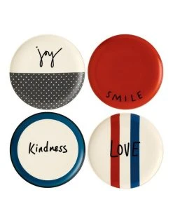 Outlet ✔️ Royal Doulton Ellen DeGeneres Joy Accents 21cm Set of 4 Plate ⌛