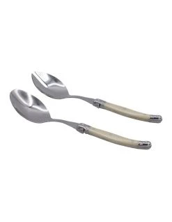 Budget 🧨 Heritage Laguiole 2pc Salad Spoon Set Ivory ⭐