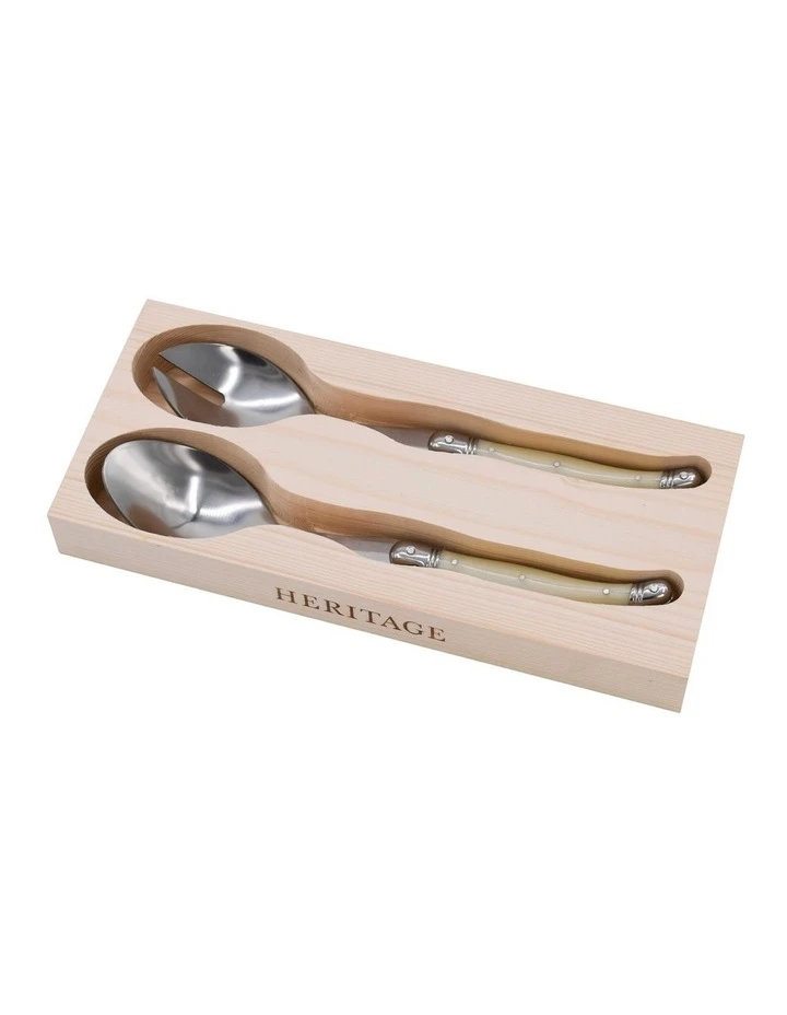 Budget ๐งจ Heritage Laguiole 2pc Salad Spoon Set Ivory โญ 2 Budget ๐งจ Heritage Laguiole 2pc Salad Spoon Set Ivory โญ - Image 2