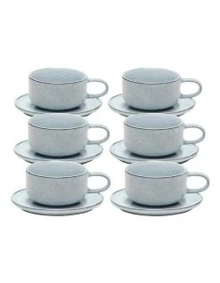 Buy ✨ Salt&Pepper RELIC Tea Cup & Saucer - 300ml - Blue - Set of 6 👏
