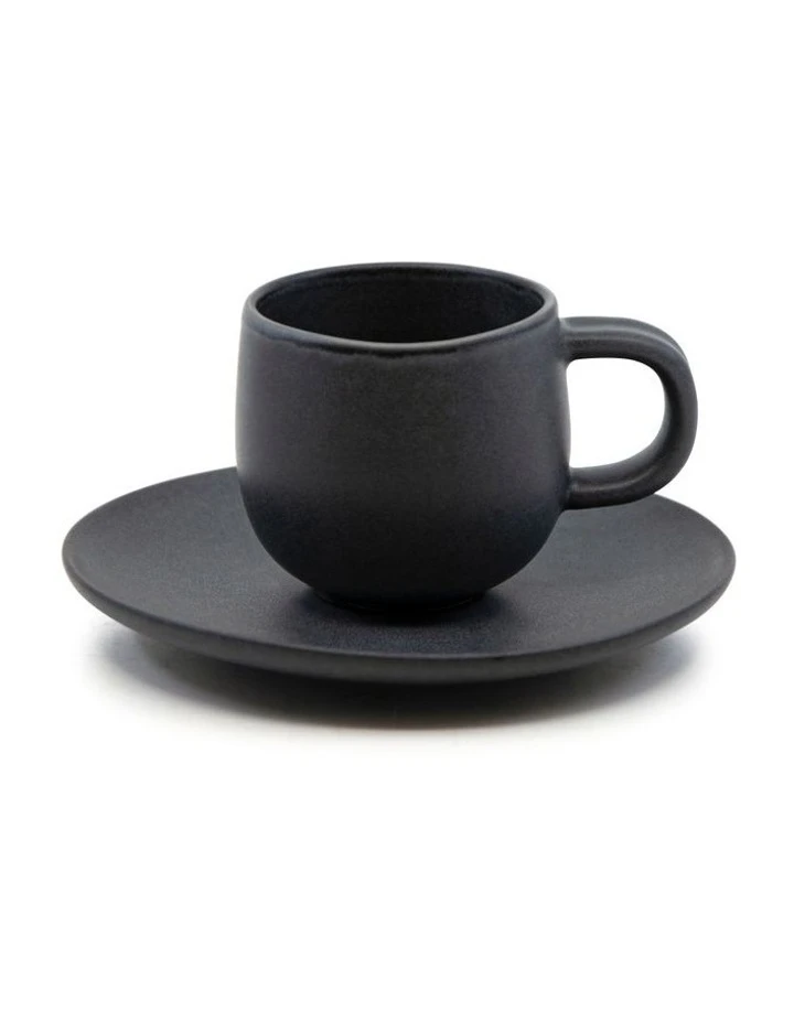 Outlet 👏 Salt&Pepper Hue Espresso Cup and Saucer Set 85ml/12cm - Black - Set of 6 😍 1 Outlet 👏 Salt&Pepper Hue Espresso Cup and Saucer Set 85ml/12cm - Black - Set of 6 😍