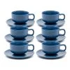 Cheap ⭐ Salt&Pepper Hue Tea Cup and Saucer Set 200ml/15.5cm - Blue - Set of 6 💯