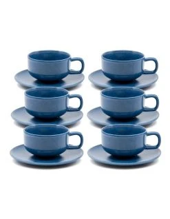 Cheap โญ Salt&Pepper Hue Tea Cup and Saucer Set 200ml/15.5cm - Blue - Set of 6 ๐ฏ