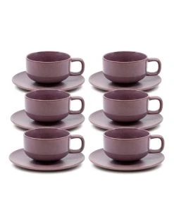 Best reviews of ✔️ Salt&Pepper Hue Tea Cup and Saucer Set 200ml/15.5cm - Purple - Set of 6 🌟