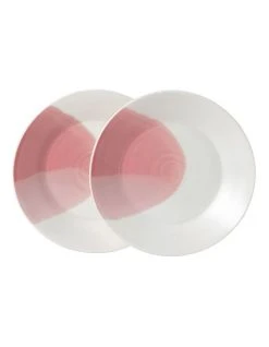 Hot Sale 😉 Royal Doulton Signature 1815 16cm Set of 2 Plate White/Pink ✔️