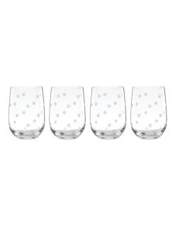 Best Pirce ⭐ Kate spade new york Spade Clover Set of 4 Stemless Wine Glass 🎉
