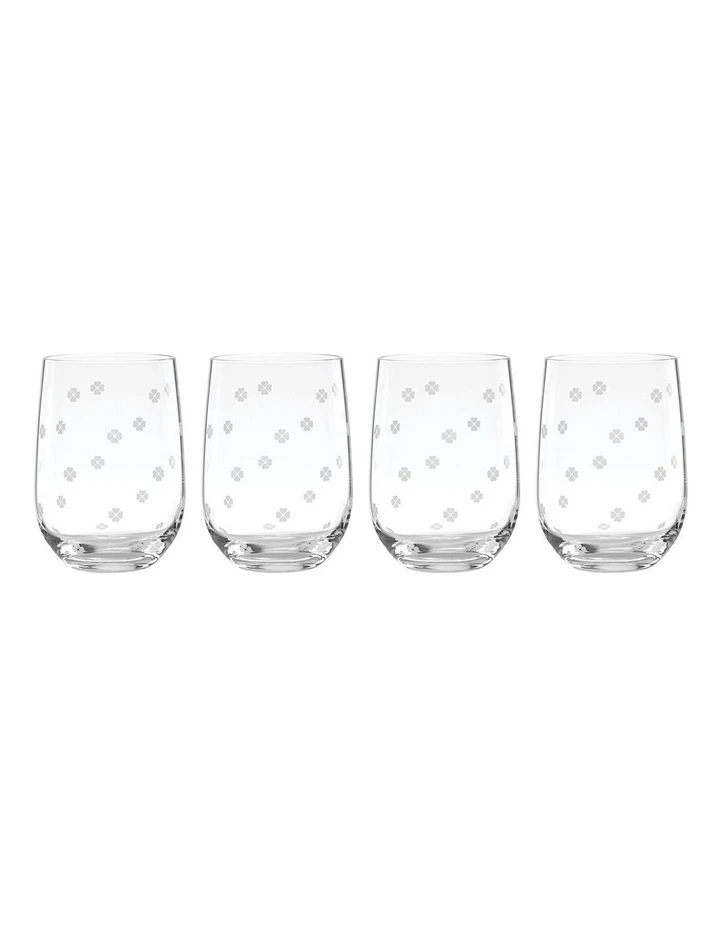 Best Pirce ⭐ Kate spade new york Spade Clover Set of 4 Stemless Wine Glass 🎉 1 Best Pirce ⭐ Kate spade new york Spade Clover Set of 4 Stemless Wine Glass 🎉
