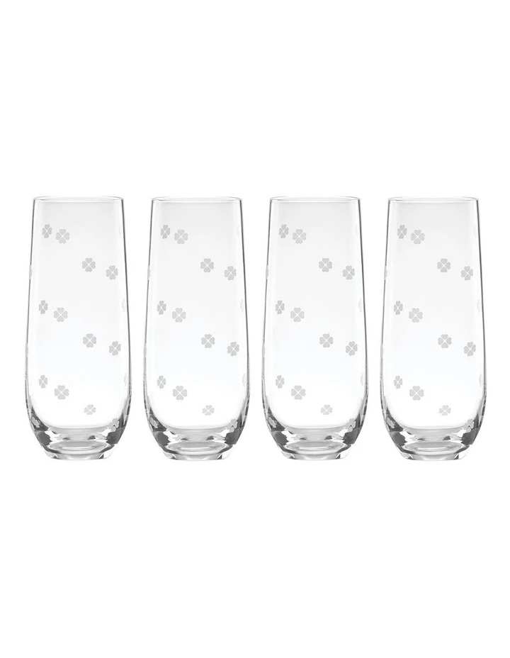 Best deal ๐งจ Kate spade new york Spade Clover Set of 4 Stemless Flute โญ 1 Best deal ๐งจ Kate spade new york Spade Clover Set of 4 Stemless Flute โญ
